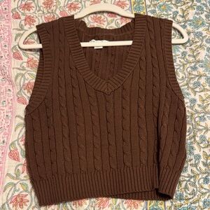 American Eagle Outfitters Brown Knit Sweater Vest